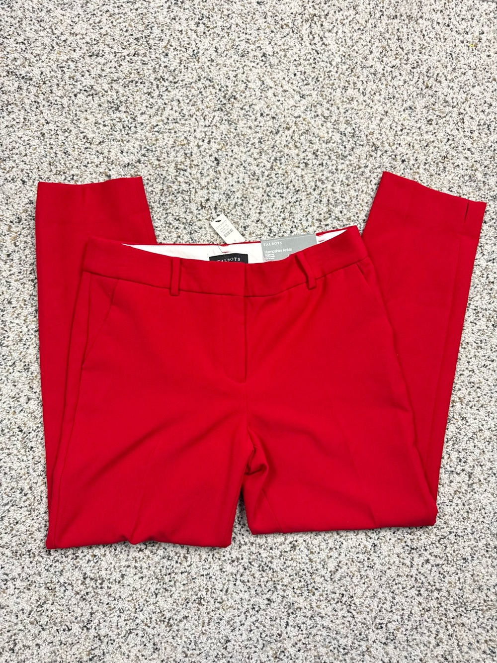 Talbots Hampshire Ankle Trousers Women 8 Red Straight Leg Festive Holiday Office